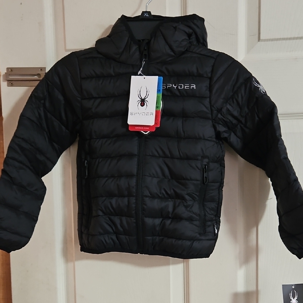 SPYDER BOYS PACKABLE PUFFER COAT: BLACK: NEW WITH TAGS: SIZE 4